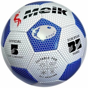 Мяч футбольный MEIK 3009 (3-сл. , PVC 1. 6, 300 гр. маш. сш. белый/синий)