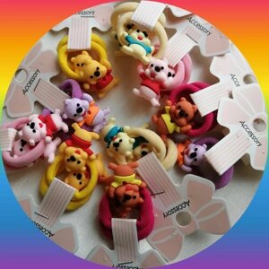 Набор резинок для волос детские 20шт разноцветные мишки