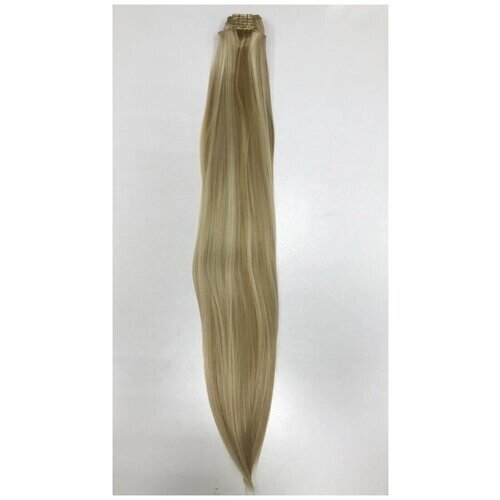 Накладные волосы на заколках, 8 прядные, 16 заколок, 70 см, 260 гр. Цвет золотистый блонд мелированный (24H613)