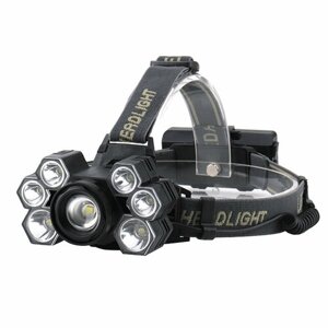 Налобный светодиодный фонарь MyPads с аккумуляторами и зарядкой, 7LED с дальним свечением 300м. для ночной рыбалки охоты отдыха туризма MyPads A225637