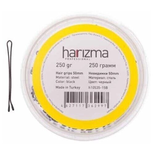 Невидимки Harizma 50 мм прямые 250 гр черные h10535-15B
