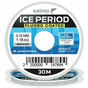 Нейлоновая с флюорокарбоновой оболочкой рыболовная леска для зимней рыбалки со льда Ice PERIOD Fluoro Coated (Salmo), 30м, 0.17мм
