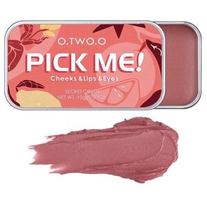 O. TWO. O Pick Me! Палитра для макияжа 3 в 1 (помада, румяна для лица и тени для век), оттенок 04 berry
