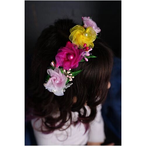 Ободок для волос "Весенние цветы" ручной работы