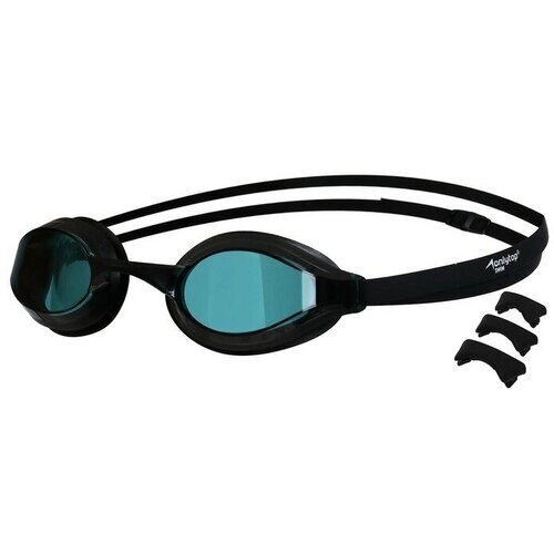 Очки для плавания + набор носовых перемычек, цвет чёрный