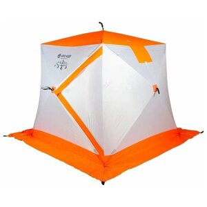 Палатка для рыбалки двухместная Кедр Куб-2 (однослойная), белый/оранжевый