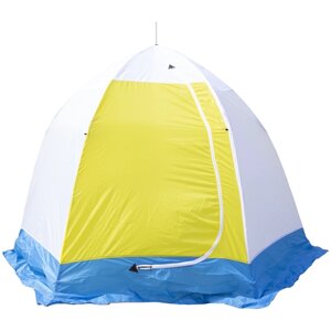 Палатка для рыбалки трёхместная СТЭК Elite 3, белый/желтый/голубой