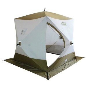 Палатка зимняя куб следопыт "Premium" 1,8х1,8 м, 3-х местная, 3 слоя, цв. белый/олива