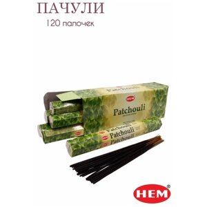 Палочки ароматические благовония HEM ХЕМ Пачули Patchouli, 6 упаковок, 120 шт