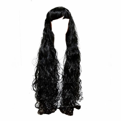 Парик карнавальный искусственный волос кудрявый длинный 100 см цвет черный