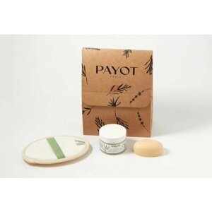 PAYOT herbier набор Универсальный крем для лица с эфирным маслом лаванды 50 мл , Твёрдое питательное масло для массажа лица и тела 50 г , мочалка