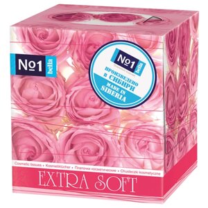 Платочки Bella №1 косметические двухслойные Extra Soft Розовые розы, 80 листов, розовый