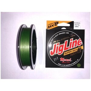 Плетеный шнур JigLine MX8 Super Silk 0,12 мм, 10 кг, 100 м, зеленый