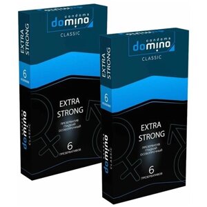 Презервативы DOMINO CLASSIC EXTRA STRONG гладкие, особопрочные, 2 упаковки, 12 шт.