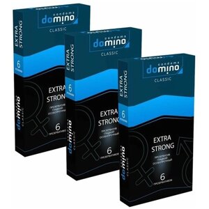 Презервативы DOMINO CLASSIC EXTRA STRONG гладкие особопрочные, 3 упаковки, 18 шт.