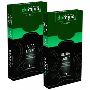 Презервативы DOMINO CLASSIC ULTRA LIGHT гладкие ультратонкие, 2 упаковки, 12 шт.