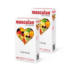 Презервативы masculan Tutti-Frutti №10, 2 упаковки (20 презервативов, тутти-фрутти)
