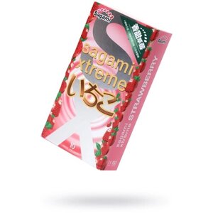 Презервативы Sagami Xtreme Strawberry c ароматом клубники - 10 шт.