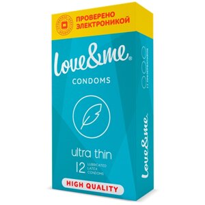 Презервативы ультратонкие латексные LOVE&ME Ultra Thin Ультратонкие контрацептивы с гелем смазкой для секса 12 штук