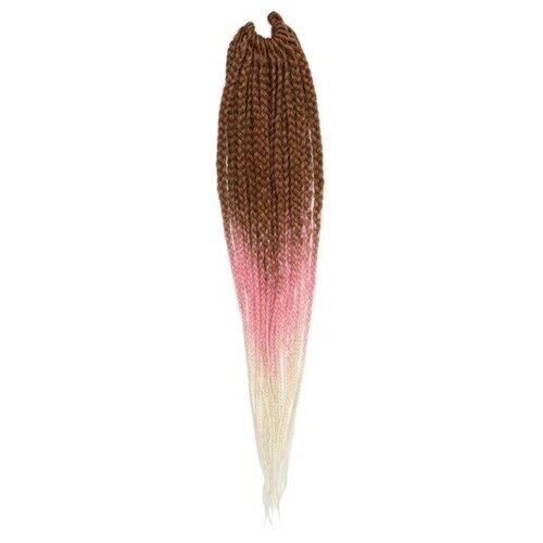 Queen fair SIM-BRAIDS Афрокосы, 60 см, 18 прядей (CE), цвет русый/розовый/белый (FR-37)
