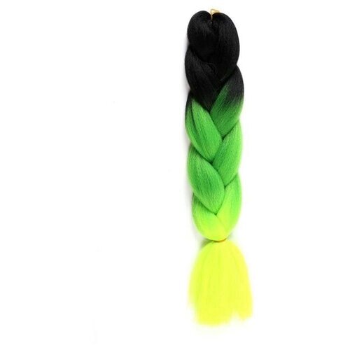Queen fair ZUMBA Канекалон трёхцветный, гофрированный, 60 см, 100 гр, цвет чёрный/зелёный/лимонный (CY7)