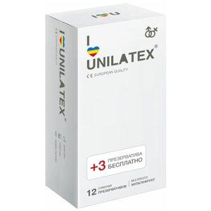 Разноцветные ароматизированные презервативы Unilatex Multifruit - 12 шт. 3 шт. в подарок, 1 упаковка