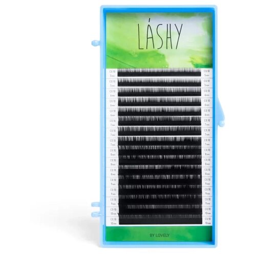 Ресницы чёрные LASHY GREEN 16 линий MIX D 0.10 7-12mm