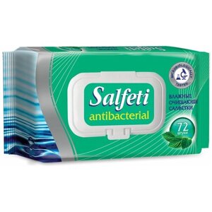 Salfeti Салфетки влажные, 72 шт, Salfeti Antibacterial, антибактериальные, крышка-клапан, 48397, 10 шт.