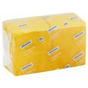 Салфетки бумажные OfficeClean Professional, 1-слойные, 24*24 см, желтые, 400 штук (290888)