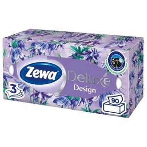 Салфетки косметические Zewa Deluxe 3-слойные, 90 штук в упаковке