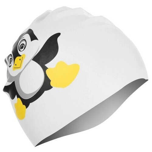 Шапочка для плавания детская "Пингвинёнок", силиконовая, обхват 46-52 см