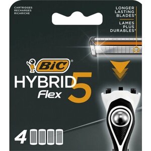 Сменные кассеты для бритья 5 лезвий BIC Hybrid 5 Flex сменные лезвия для мужской бритвы набор из 4 шт.