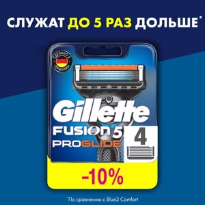 Сменные кассеты Gillette Fusion ProGlide Для Мужской Бритвы, 4 шт., с 5 лезвиями, с точным тримммером для труднодоступных мест, для идеально гладкого бритья
