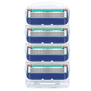 Сменные кассеты лезвия для бритв совместимые с Gillette Fusion 4 штуки (синие)