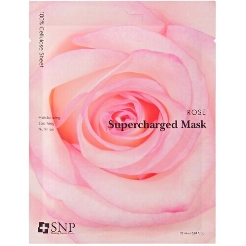 SNP Rose Supercharged Mask Маска тканевая для лица восстанавливающая с розовой водой, 25 мл