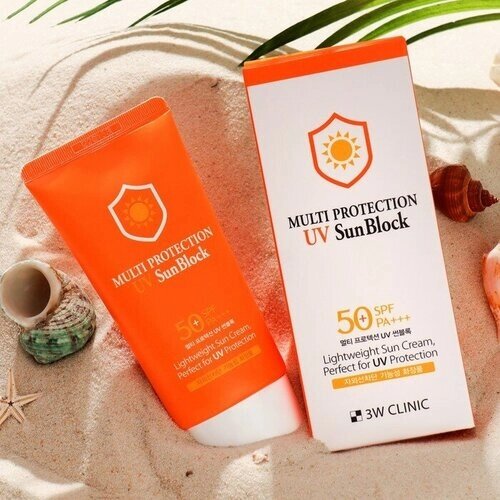Солнцезащитный крем для лица,3W Clinic Multi Protection UV Sun Block SPF50+PA, 70 мл