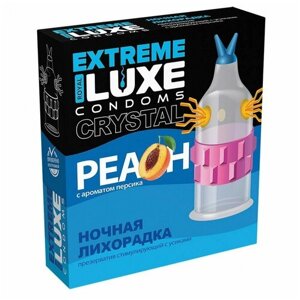 Стимулирующий презерватив Ночная лихорадка с ароматом персика - 1 шт, Rene Rofe, прозрачный, латекс, 1 шт, Luxe Extreme "Ночная лихорадка"
