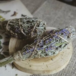 Травяная скрутка для окуривания мята/лаванда, благовония Mint Lavender Smudge Stick