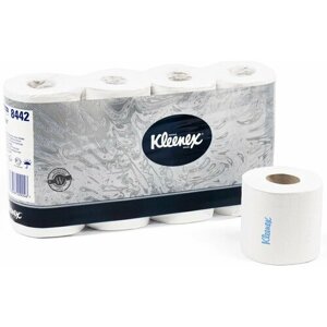 Туалетная бумага Kleenex 8442 двухслойная белая с логотипом в стандартных рулонах, 2 уп. 8 рул.