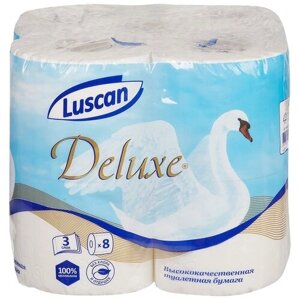 Туалетная бумага Luscan Deluxe белая трёхслойная 8 рул.