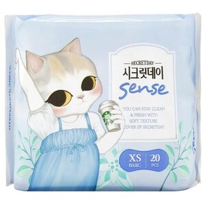 Ультратонкие дышащие ежедневные прокладки Secret Day Sense XS Basic, 20 шт. (15 см)