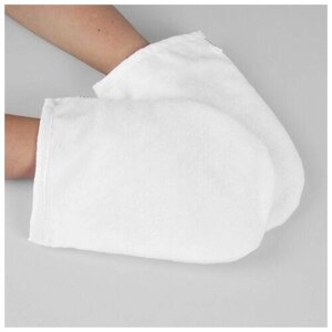 Варежки рукавички для парафинотерапии махровые белые 1 пара,100% хлопок