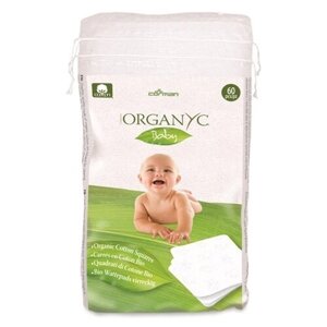 Ватные подушечки Organyc Baby из органического хлопка, белый, 60 шт., пакет
