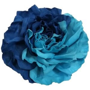 Заколка брошь большая роза сине-голубая цветок 183742мп