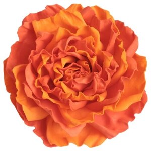 Заколка брошь в виде крупного цветка роза оранжево-морковная арт180739м