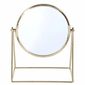 Зеркало настольное, 22 см, металл, круглое, золотистое, Trend