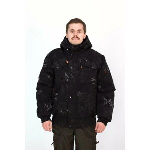 Зимняя мужская куртка IDCOMPANY "Егерь" для охоты, рыбалки и активного отдыха черный питон 60 размер