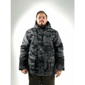 Зимняя мужская куртка IDCOMPANY "Тайга" для охоты, рыбалки и активного отдыха рип-стоп серый лес 54 размер