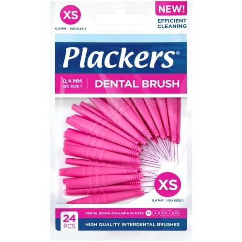 Зубной ершик Plackers Dental 0,4 мм, рoзовый, 24 шт., диаметр щетинок 1.8 мм
