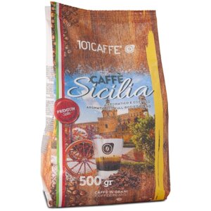 101CAFFE Sicilia coffee beans - кофе в зернах - премиальный бленд из 40% арабики и 60 % робусты (обжарен и упакован в Италии)